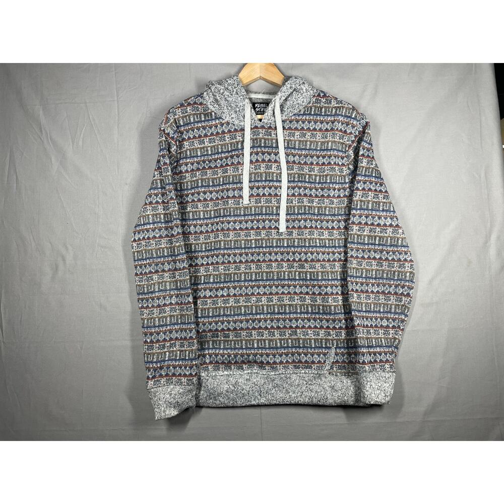 Rebel Star Men's Fair Isle Pullover Hoodie Sweater Small Multicolor Knit